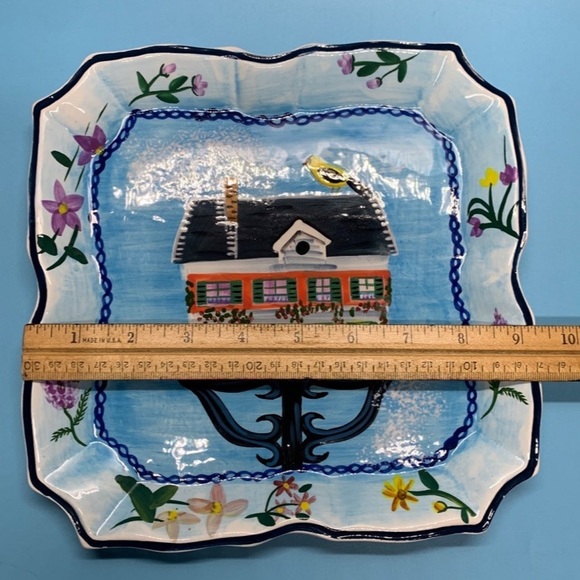 HandPainted CCBC Craft Council of Brit Columbia BIRDHOUSE FLOWERS 9" Plate - Picture 11 of 12